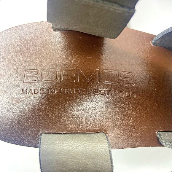 Boemos Italy Block Heel Sandals 39 US E 9 Dark Gray Leather Square Toe - Picture 11 of 11